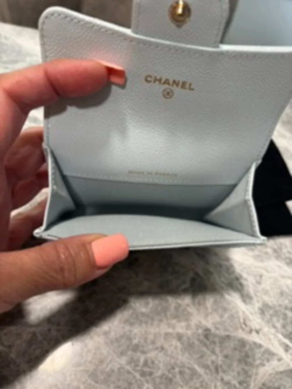 Authentic Pale Blue Chanel Card Holder